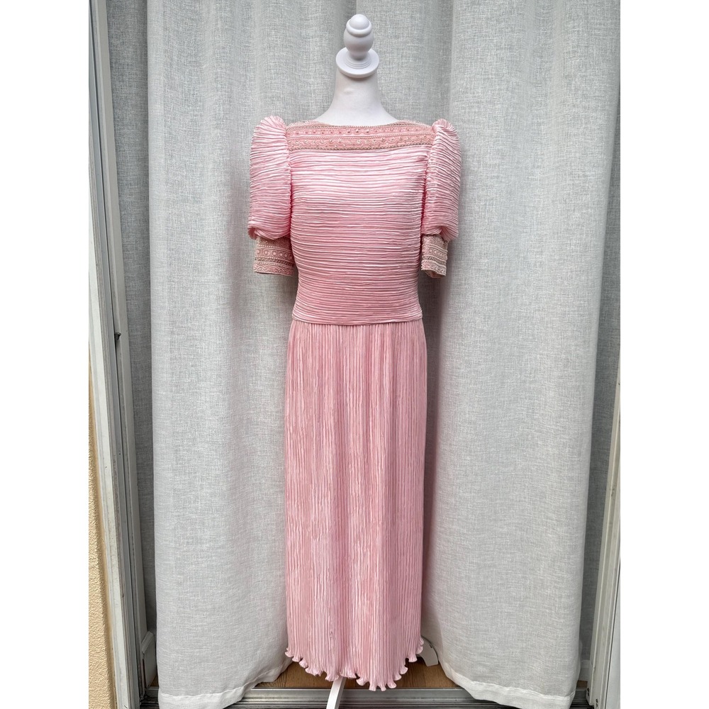 Richilene New York Saks Fifth Avenue fortuny pleats plisse pink long dress